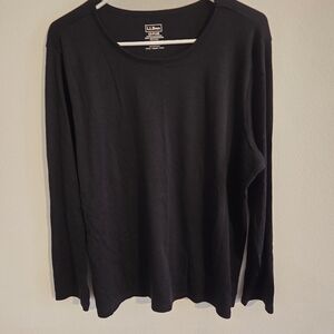 LL Bean Supima Cotton Black Long Sleeve Shirt Plus 1X Base Layer